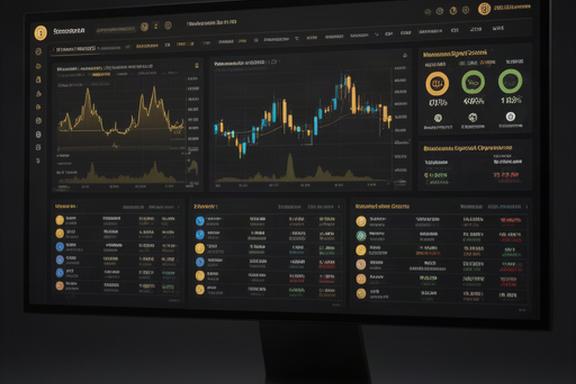Crypto analytics dashboard showing trending coin lists and momentum signals on a dark interface